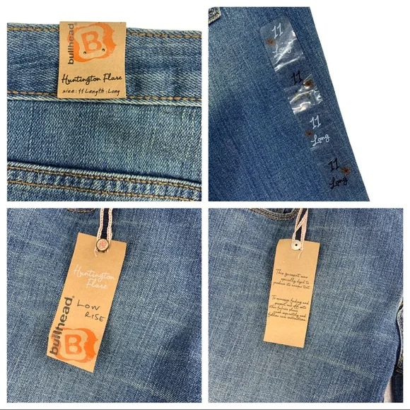 Y2K Style Flare Stretch Bullhead Huntington Blue Jeans - Picture 13 of 16